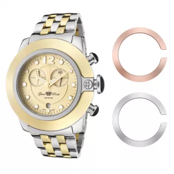 GLAM ROCK naiste kell GR32159 (44mm) - Šveitsi kvarts, valge pärlmutrist sihverplaat, silikoonrihm