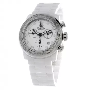 GLAM ROCK naiste kell GR50116D (42mm) - Šveitsi kvarts, valge pärlmutterketas, valge silikoonrihm