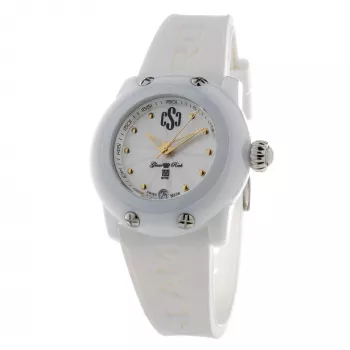 GLAM ROCK GR64005 naiste käekell (40mm) - Šveitsi kvarts, valge keraamiline raam, silikoonrihm