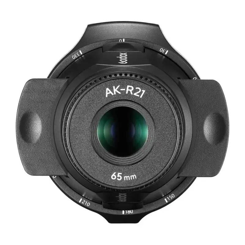 GODOX AK-R21 Projektsioonikinnitus ümarpealistele välkudele 65mm objektiiviga, 8 goboga, värvifiltritega, magnetkinnitusega