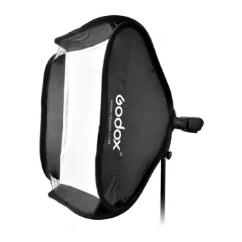 Godox SFUV5050 kokkupandav ruudukujuline softbox 50x50cm S-tüüpi kinnitusega, hõbedane sisemus, eemaldatavad hajutid ja kandekott