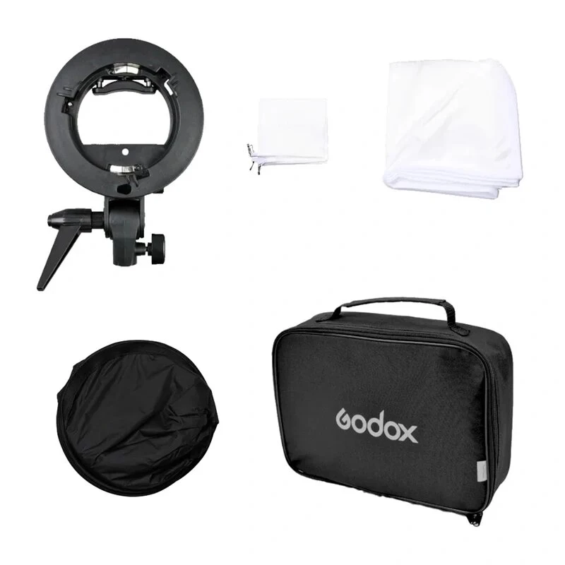 Godox SFUV6060 S-tüüpi välklambi kinnitus 60x60cm softboxi ja kandekotiga komplekt