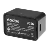 Godox VC26 USB-C laadija V1 ja V860III välkakudele – 5V/2A sisend, 8.4V/1A väljund, LED-indikaator, sisaldab USB-A–USB-C kaablit