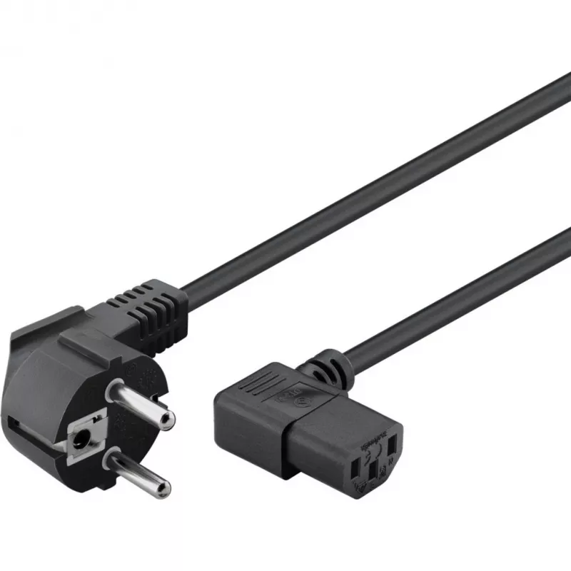 Goobay 51320 toitekaabel, Schuko pistik (nurkne) IEC C13 pesasse, must, 5 m