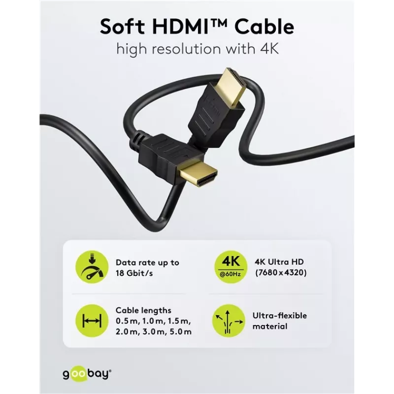 Goobay 80105 Soft High-Speed HDMI-kaabel Ethernetiga - 5m must