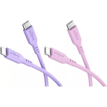 Goobay Berry Swirl komplekt 2x USB-C silikoonkaabel, 1,5 m, lilla ja roosa 81273