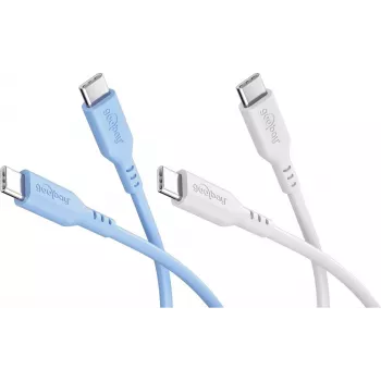 Goobay Ice Breeze komplekt 2x USB-C silikoonkaabel, 1,5 m, sinine ja valge (81257)
