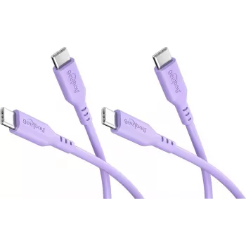 Goobay komplekt 2x USB-C silikoonkaabel, 1,5 m, lilla (81249)