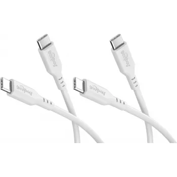 Goobay komplekt 2x USB-C silikoonkaabel, 1,5 m, valge (81244)