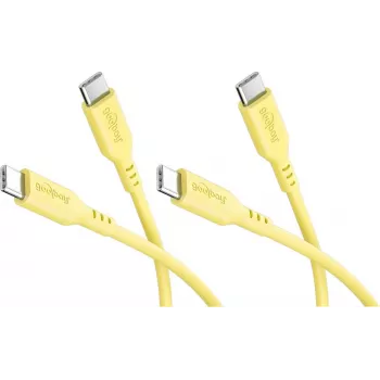 Goobay komplekt 2x USB-C silikoonkaabel, 1,5 m, kollane (81243)