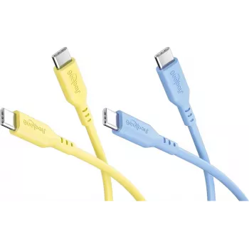 Goobay Sun & Sky komplekt 2x USB-C silikoonkaabel 1,5m kollane sinine 81274