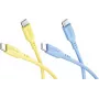 Goobay Sun & Sky komplekt 2x USB-C silikoonkaabel 1,5m kollane sinine 81274