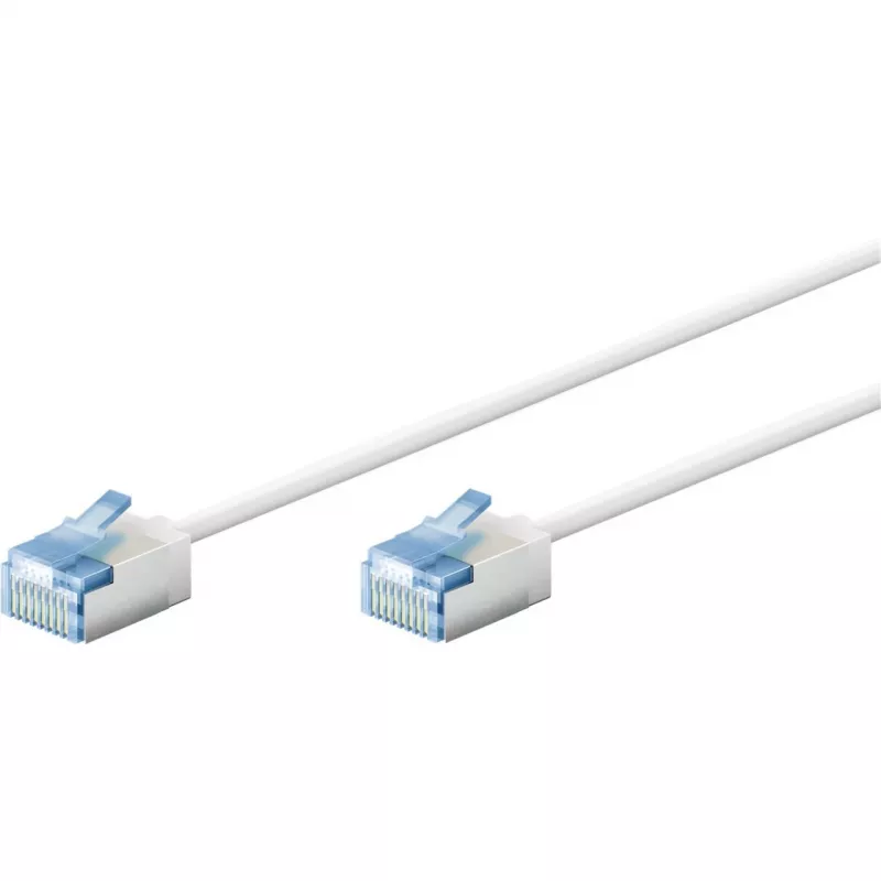 GOOBAY Ülipaindlik Cat.6a Slim Patch-kaabel, U/FTP, Valge, 3 m, Lühendatud pistikutega