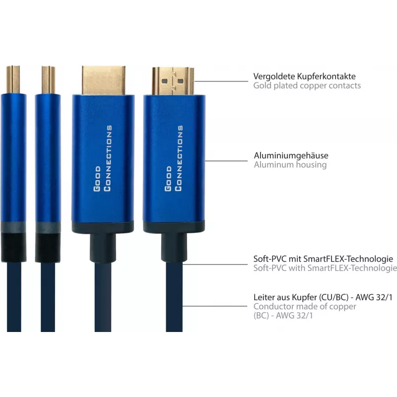 Good Connections GC 4520-CSF015B USB-C-HDMI adapterkaabel, 4K@60Hz, 1,5 m, must