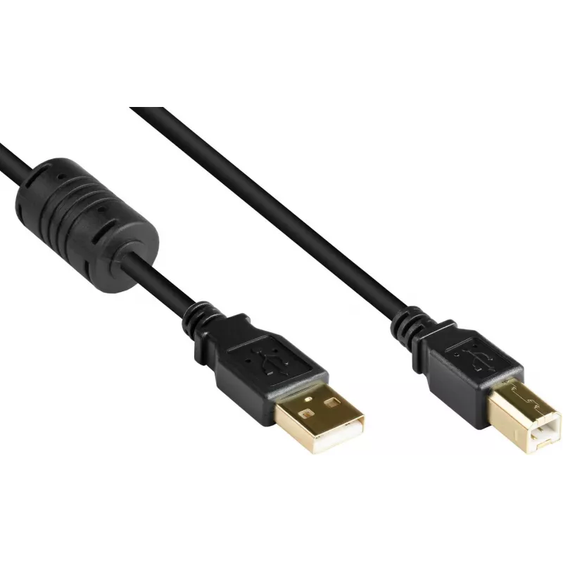 Good Connections USB 2.0 kaabel A–B ferriitsüdamikuga, kullatud, must, 1m