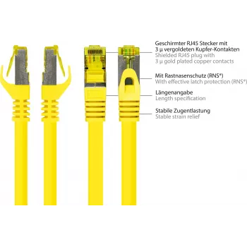 GoodConnections 40m Cat.7 S/FTP PiMF halogenivaba RJ45 patch-kaabel riivi kaitsega, kollane 8070R-400Y