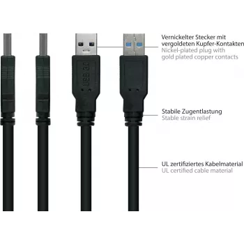 GoodConnections Alcasa UK30P-AMB-005S USB 3.2 Gen 1 kaabel, USB-A - Micro-B, 0,5 m, must