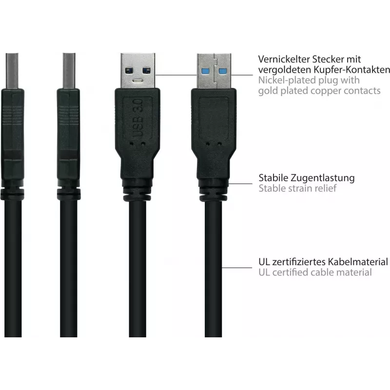 GoodConnections Alcasa USB 3.2 Gen 1 kaabel, USB-A Micro-B, 1,8 m, must