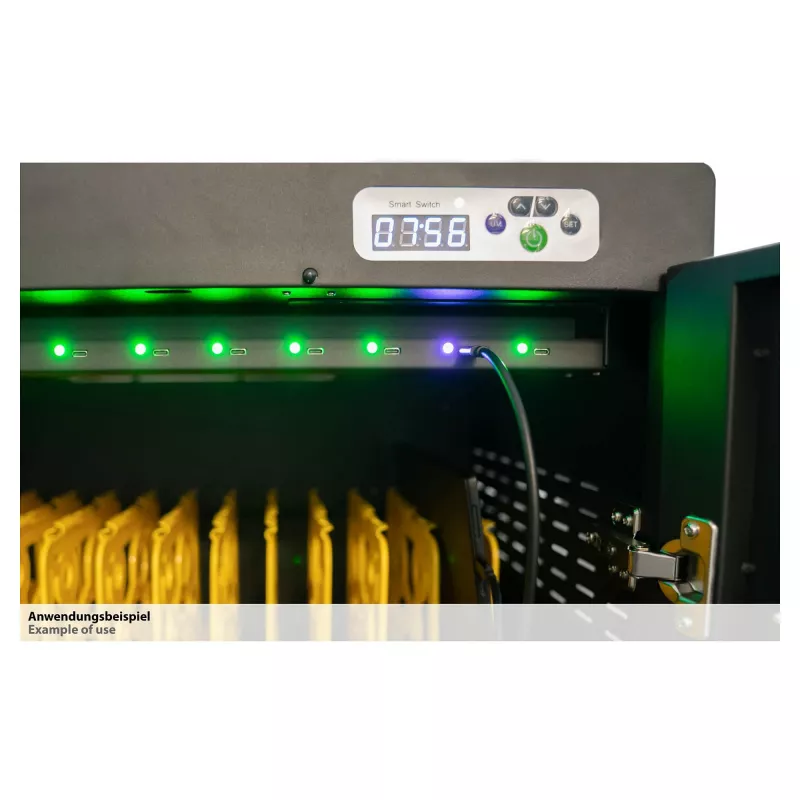GoodConnections ANTARES PRO N24C sülearvutite laadimiskäru kuni 15,6-tollistele sülearvutitele, USB-C 65W PD 3.0, UVC-desinfitseerimine, must