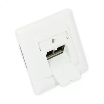 GoodConnections Cat. 6 võrgupistikupesa, 2xRJ45, varjestatud, seinasisene, disainiga sobiv, vertikaalne kaabli sisenemine, signaalvalge (RAL 9003), GC-N0024