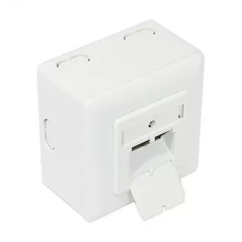 GoodConnections Cat.6 võrgupistikupesa, 2xRJ45, varjestatud, pinnale paigaldatav, vertikaalne kaabli sisenemine, signaalvalge RAL9003 (GC-N0026)