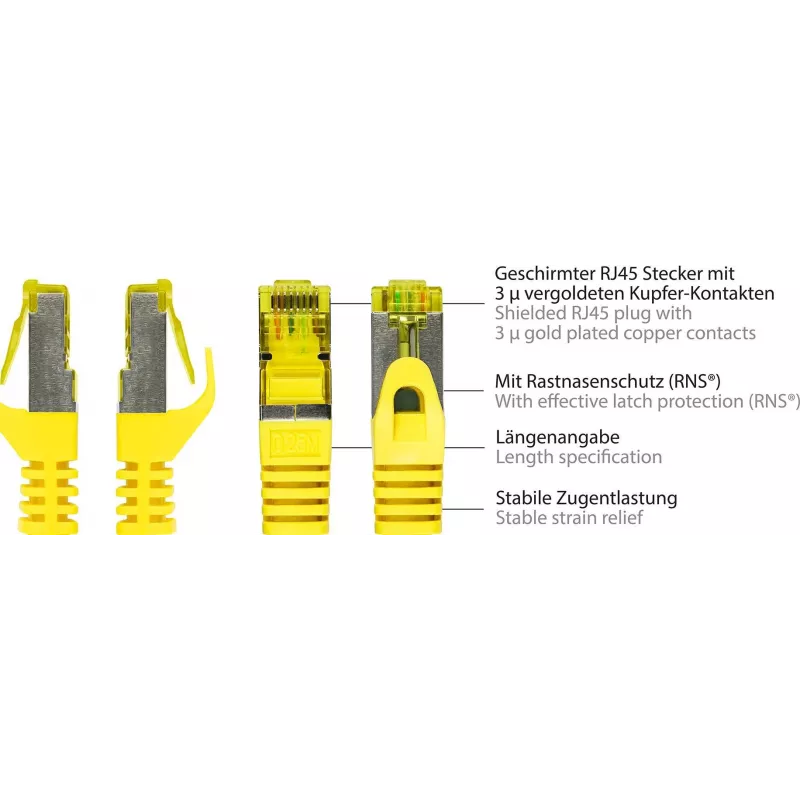 GoodConnections Cat.7 RJ45 Patch-kaabel - 25m, kollane, S/FTP PiMF, halogeenivaba, 600MHz (8070R-250Y)