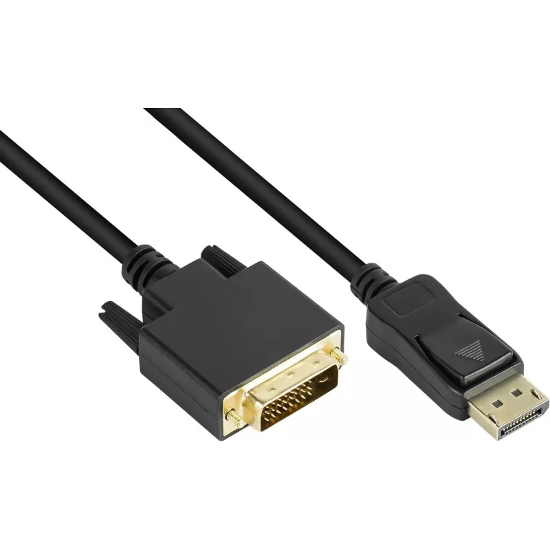 GoodConnections DisplayPort to DVI-D 24+1 ühenduskaabel - 24K kullatud kontaktid - OFC - Must - 5m