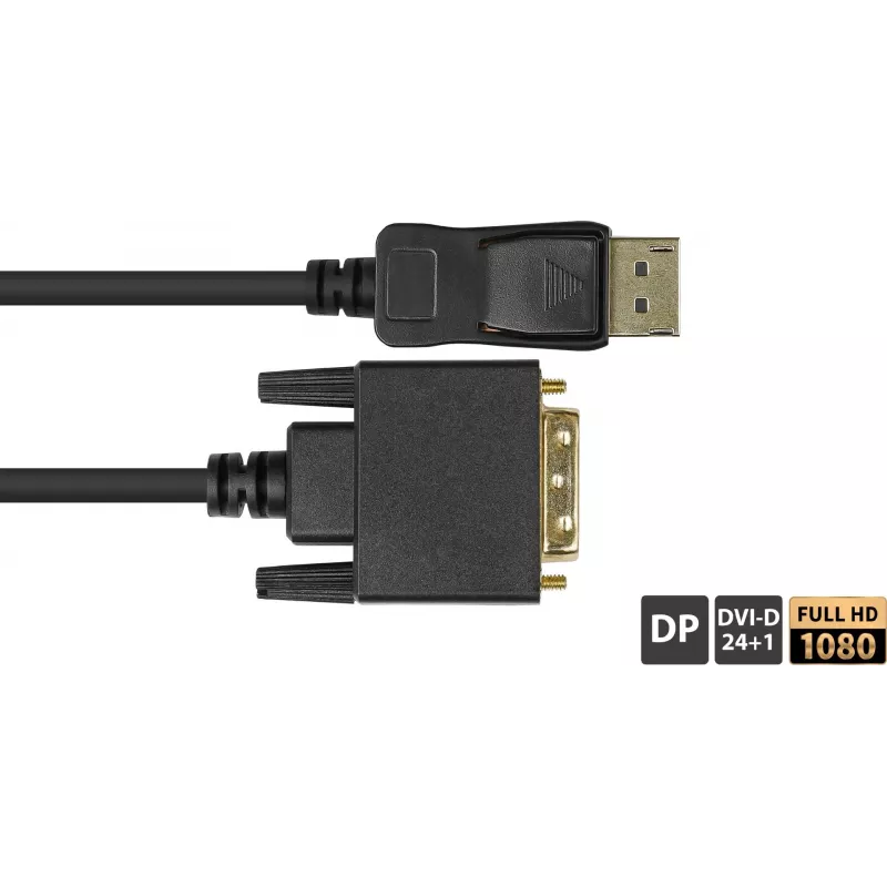 GoodConnections DisplayPort to DVI-D 24+1 ühenduskaabel - 24K kullatud kontaktid - OFC - Must - 5m