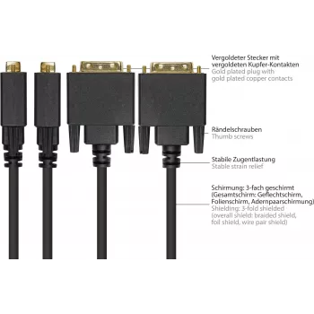 GoodConnections DisplayPort to DVI-D 24+1 ühenduskaabel - 24K kullatud kontaktid - OFC - Must - 5m