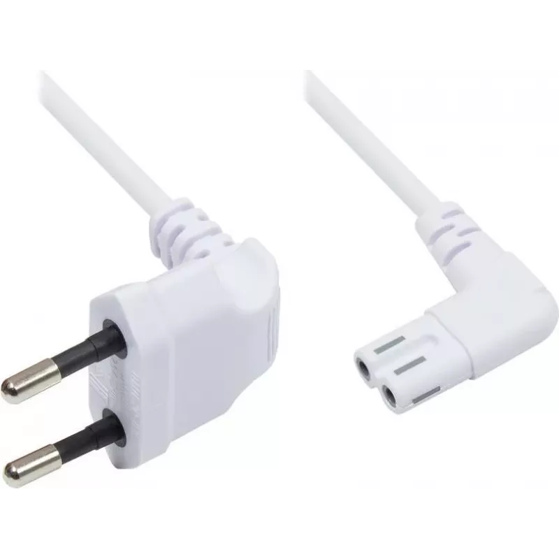 GoodConnections Euro toitekaabel, Europlug to IEC C7 kaheksakujuline, mõlemad pistikud 90° nurga all, valge, 1,5 m (1550-ZW015W)