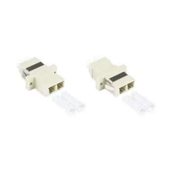GoodConnections LC/UPC to LC/UPC Duplex Fiber Optic Adapter, OM2 Multimode, Ceramic Sleeve, Plastic Housing with Flange, Grey (LW-K202)