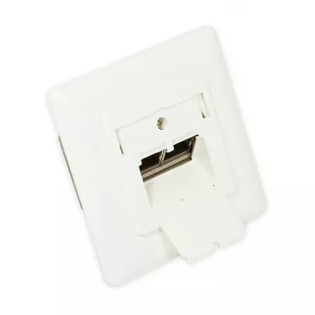 GoodConnections Network Outlet Cat. 6, 2xRJ45, Shielded, Flush-mount, Design-compatible, Vertical Cable Entry, Pearl White RAL 1013 (GC-N0025)