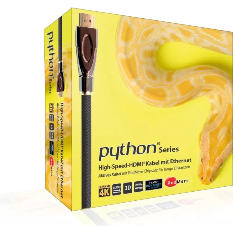 GoodConnections PYTHON seeria kiire HDMI-kaabel Ethernetiga, 4K UHD 60Hz, 18Gbps, kullatud pistikud, nailonpunutud, 3m, must (GC-M0018)