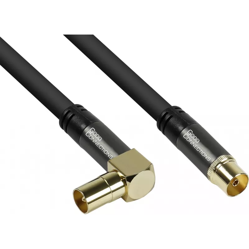 GoodConnections SAT-antennikaabel SmartFLEX, IEC/Coax nurkpistik pesasse, kullatud, neljakordselt varjestatud, 120dB varjestus, must, 15m (GC-M2078)