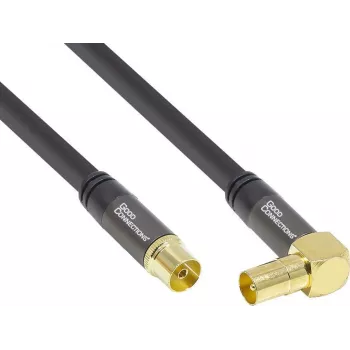 GoodConnections SAT-antennikaabel SmartFLEX, IEC/Coax nurkpistik pesasse, kullatud, neljakordselt varjestatud, 120dB varjestus, must, 15m (GC-M2078)