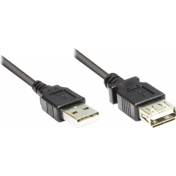 GoodConnections USB 2.0 pikenduskaabel Type-A isane emasele, must, 0,3 m