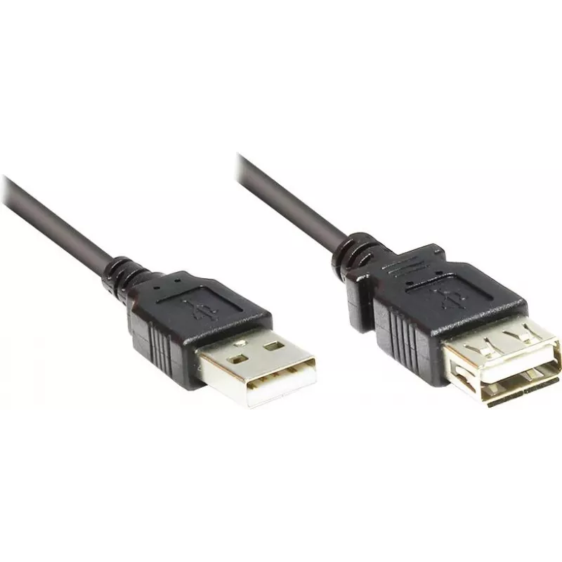 GoodConnections USB 2.0 pikenduskaabel Type-A isane emasele, must, 0,3 m