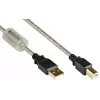 Good Connections USB 2.0 kvaliteetne kaabel ferriitsüdamiku ja kullatud kontaktidega, läbipaistev, 5m