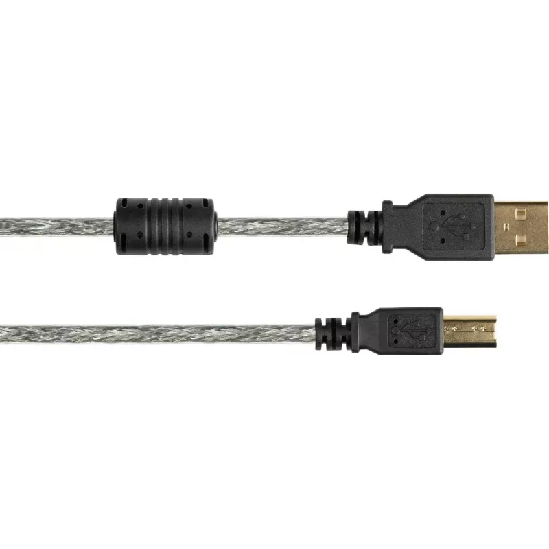 Good Connections USB 2.0 kvaliteetne kaabel ferriitsüdamiku ja kullatud kontaktidega, läbipaistev, 5m