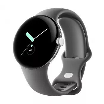 Google Pixel Watch LTE 41mm poleeritud hõbedane korpus söe spordirihmaga