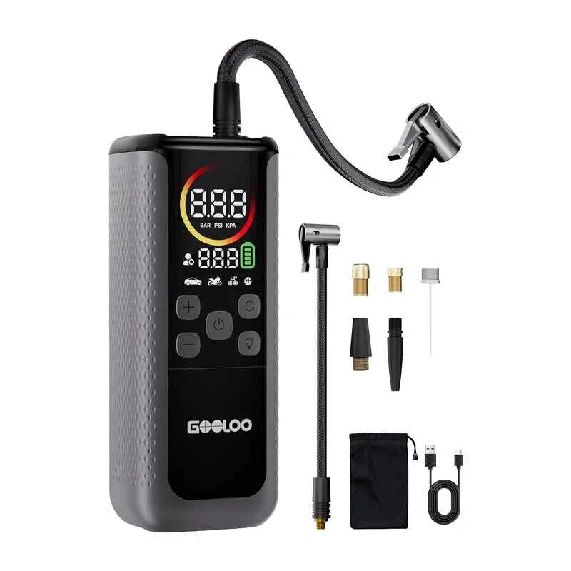 GOOLOO GT160 Dual auto õhukompressor | 12V DC, 150 PSI, digitaalne ekraan, 70 L/min, automaatne väljalülitus, LED töötuli