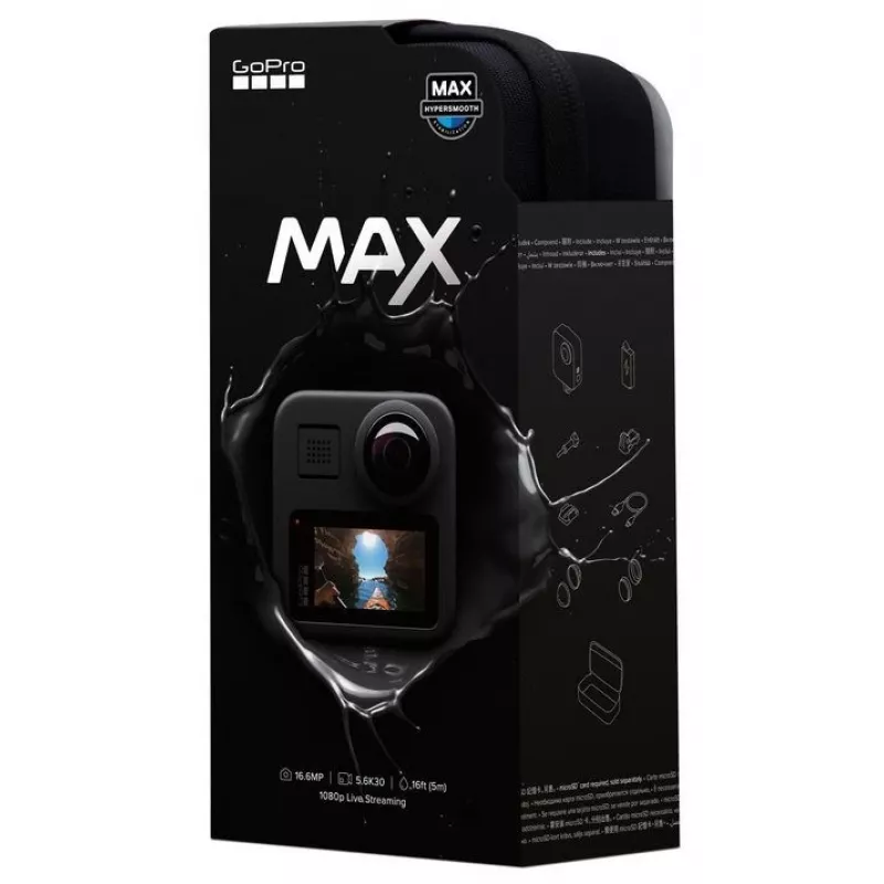 GoPro MAX 360-kraadine tegevuskaamera 5.6K videoga, HyperSmooth stabiliseerimisega, 6-mikrofonilise heliga, veekindel kuni 16ft