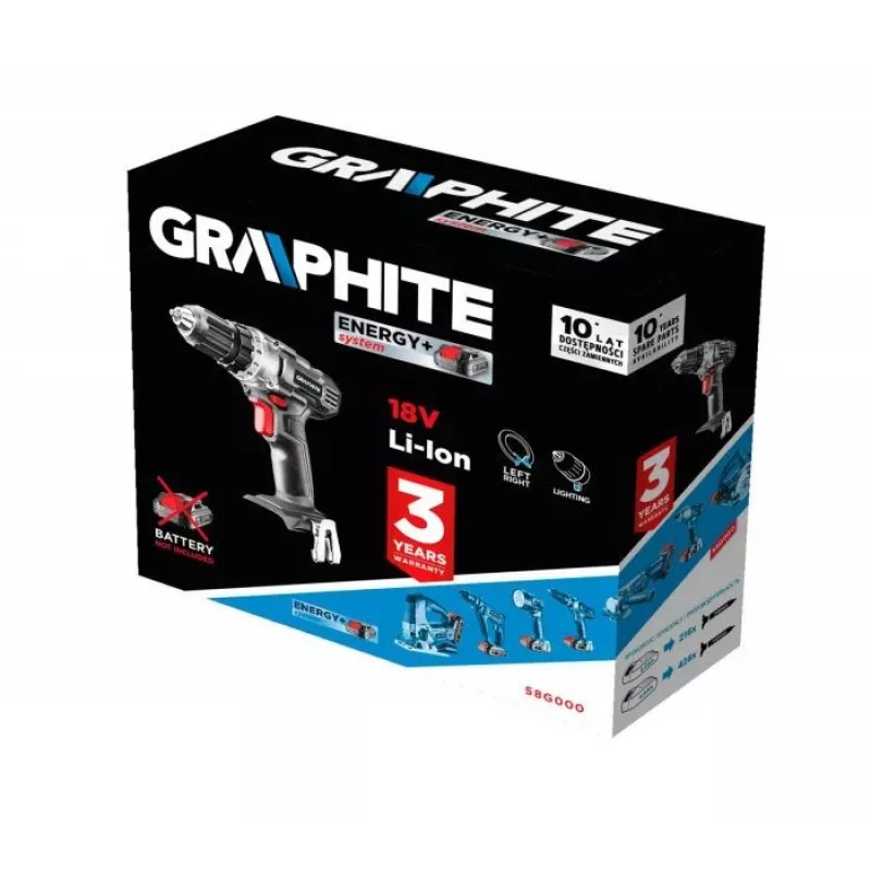 GRAPHITE 58G000 Juhtmeta löökkeeraja Energy+ 18V 1250 RPM