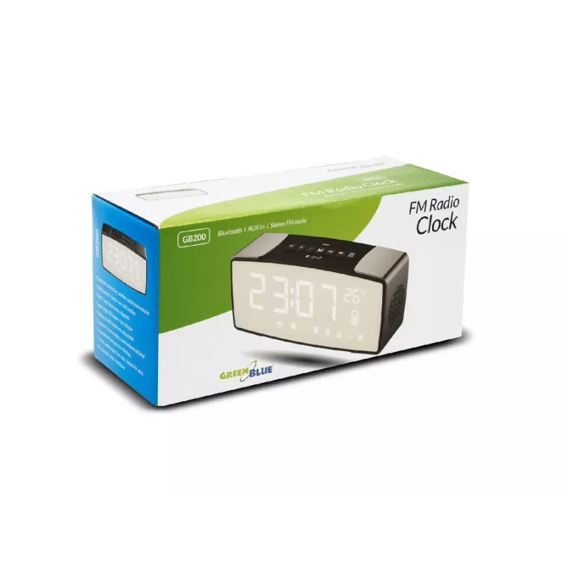 GRB Greenblue GB200 Bluetooth kell-raadio FM, temperatuuri, niiskuse, äratusega, uinakufunktsiooniga, LED-ekraaniga, must/hall