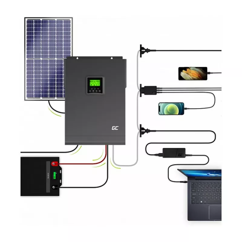 Green Cell Off-Grid päikeseinverter 3000W 48V puhas siinuslaine MPPT laadijaga