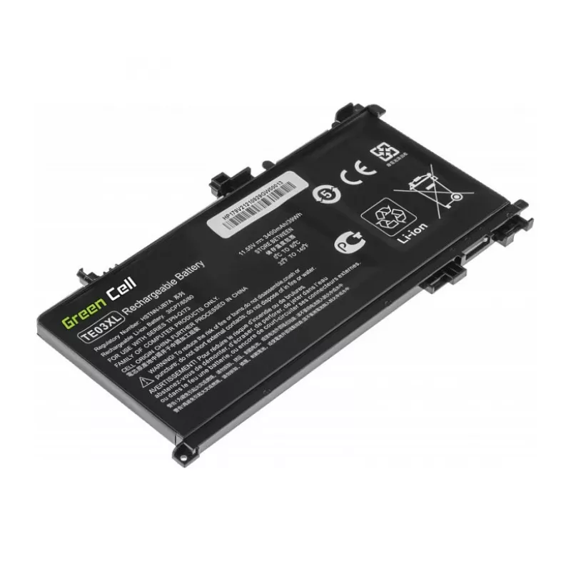 Green Cell TE03XL aku HP Omen 15-AX ja Pavilion 15-BC seeria jaoks – 52.5Wh, 11.55V, 4550mAh, Li-ion, 3-rakuline, must