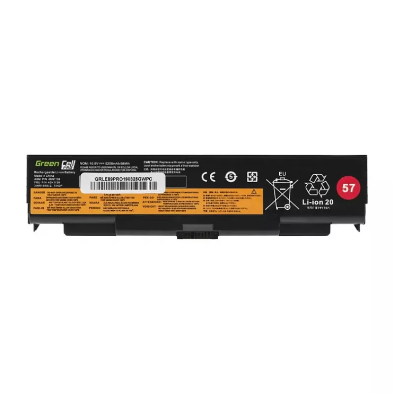GREENCELL LE89PRO sülearvuti aku Lenovo ThinkPad T440/T540/W540/L440/L540/E540 jaoks – 11,1 V 5200 mAh 6-elemendiline Must