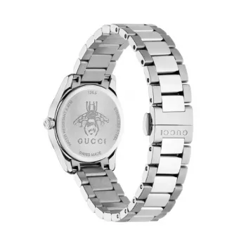 Gucci G-Timeless naistekell YA126572A 27mm roostevaba teras, hõbedane sihverplaat, teemant-tunnimarkerid, Šveitsi kvarts