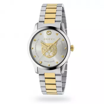 Gucci G-Timeless meeste käekell YA1264074 38mm roostevabast terasest hõbedase sihverplaadiga
