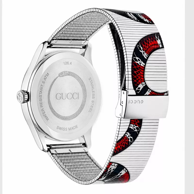 GUCCI G-Timeless Unisex Šveitsi kvartskell YA1264123 38mm roostevabast terasest hõbedane sihverplaat
